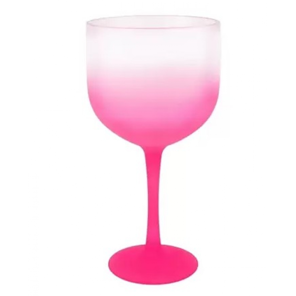 Taça de Gin 600ml Acrílica Degrade Rosa - Descartáveis