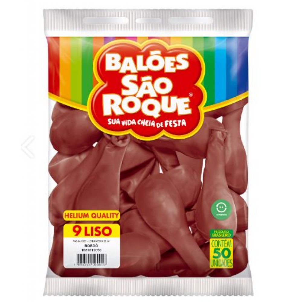 Balão 9 Liso Bordô c/50 São Roque - Balões