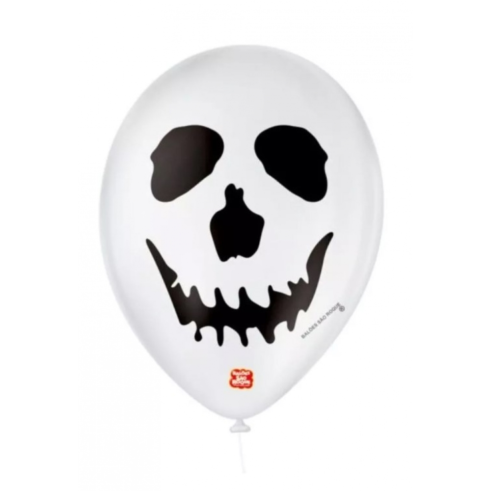 Balão Halloween Caveira Branca c/25 Balões São Roque - Balões