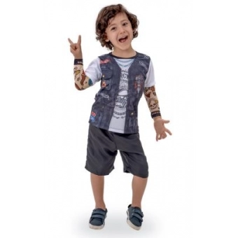 Fantasia Roqueiro Motociclista Infantil Anjo