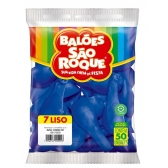 Balão 7 Liso Azul Cobalto c/50 São Roque - Balões