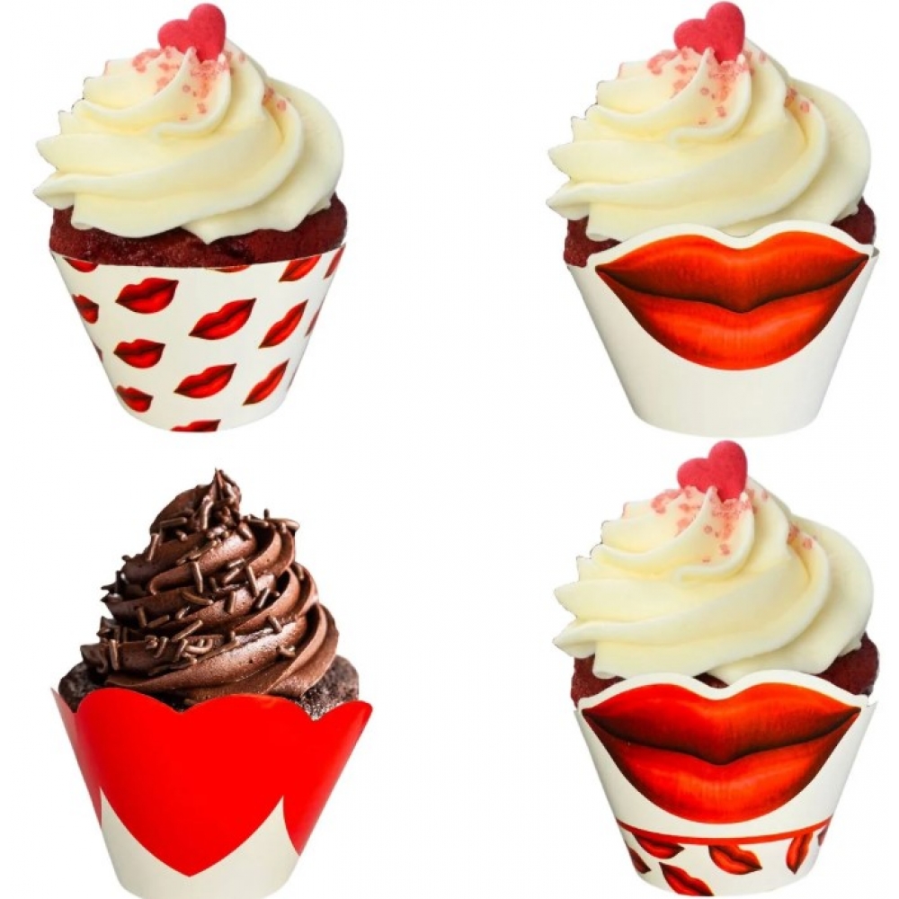 Saia Para Cupcake Beijo c/12 Festa Maluca - Temas Variados