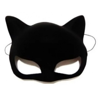 Máscara Mulher Gato Preta Veludo