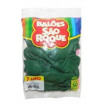 Balão 7 Liso Verde Folha c/50 São Roque