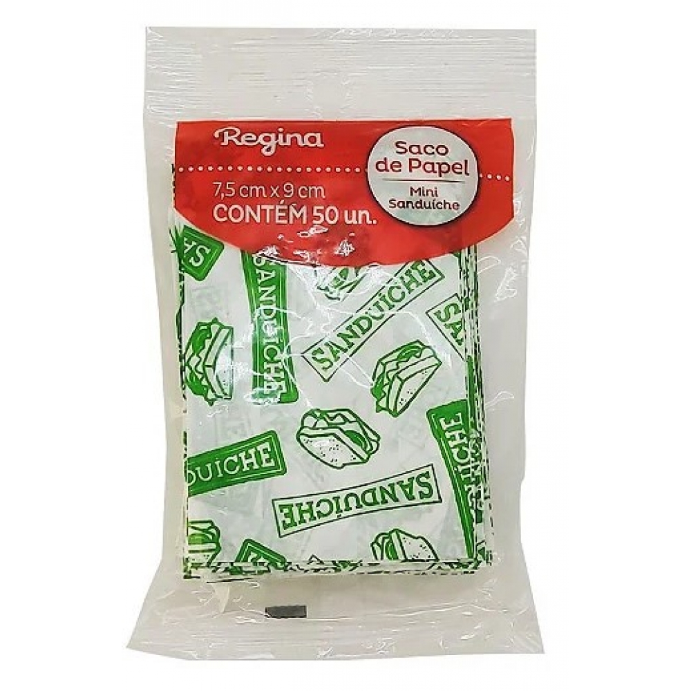 Saco de Papel Para Sanduíche Verde c/50 Regina - Descartáveis