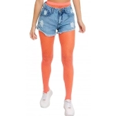Meia Calça Lisa Laranja Neon Adulto - Acessórios para fantasia