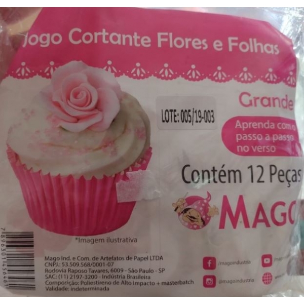 Jogo Cortante de Flores e Folhas Grande c/12 Mago - Confeitaria