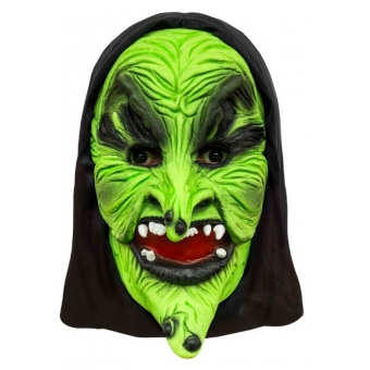 Máscara Látex Bruxa Verde Capuz Spook