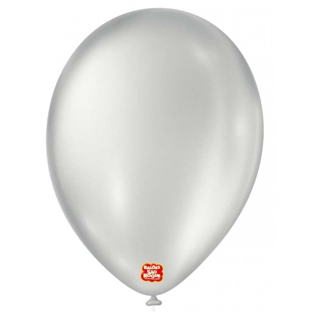 Balão 11 Cintilante Prata c/25 São Roque - Balões