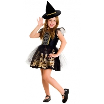 Fantasia Bruxa Caveiras Infantil Sulamericana