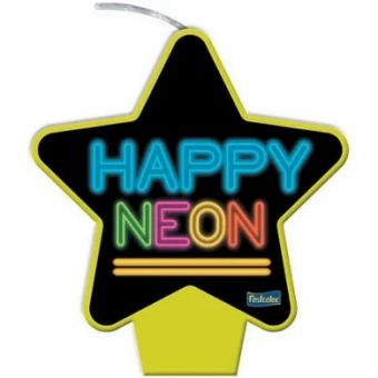 Vela de Aniversário Neon Estrela Amarela Festcolor