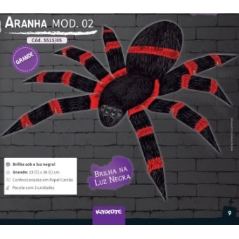 Enfeite Halloween Aranha Grande Modelo 2 c/5 Kaixote