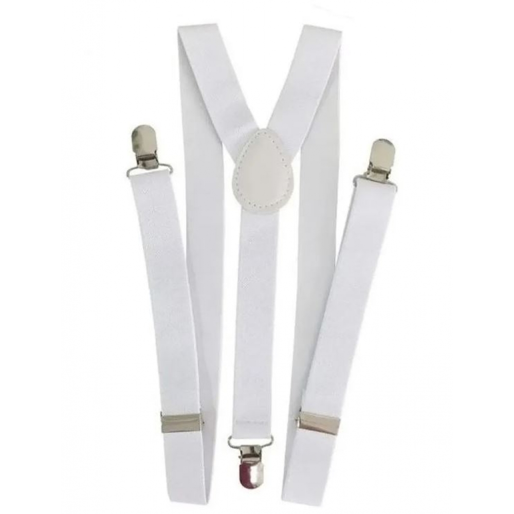 Suspensório Ajustável Adulto Liso Branco - Acessórios para fantasia