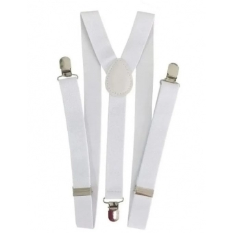 Suspensório Ajustável Adulto Liso Branco