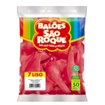 Balão 7 Liso Rosa Shock c/50 São Roque