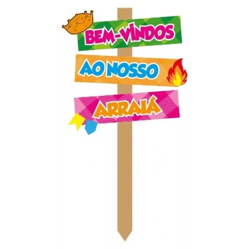 Enfeite Placa MDF Jardim Bem Vindos Ao Nosso Arraia - Festa Junina