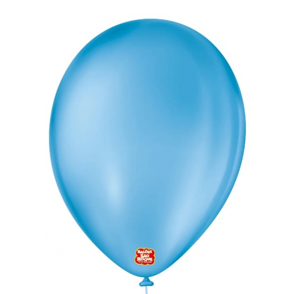 Balão 9 Liso Azul Turquesa c/50 São Roque - Balões