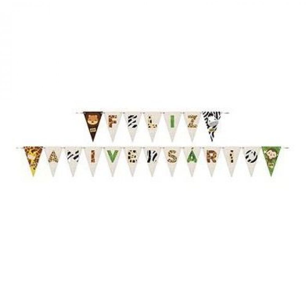 Faixa Feliz Aniversário Bem Vindo à Selva 2019 Junco - Temas Infantis