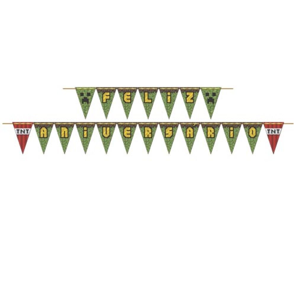 Faixa Feliz Aniversário Mini Pixels 2019 Junco - Temas Infantis