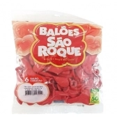 Balão 6 Liso Coração Vermelho c/50 São Roque - Balões