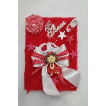 Caderno de Assinaturas Debutante Vermelho Modelo 1 Pequeno
