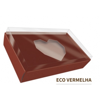 Caixa P/1 Ovo Coração Lapidado 65g Vermelho Kaixote