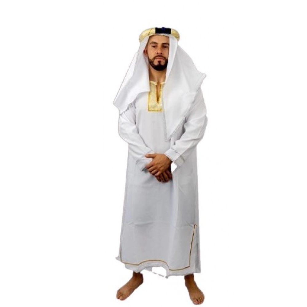 Fantasia Sheik Árabe Branco Adulto Florecida - Fantasias Adultos