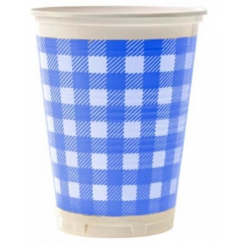 Copo Plástico 200ml Xadrez Azul c/25 Kaixote