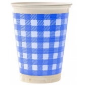 Copo Plástico 200ml Xadrez Azul c/25 Kaixote - Descartáveis