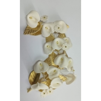 Buque em Biscuit Branco e Dourado