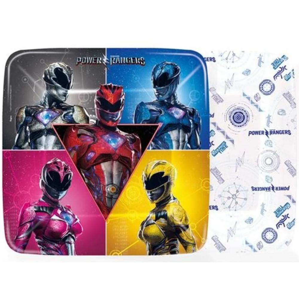 Prato Quadrado Power Rangers c/8 Regina Festas - Outlet