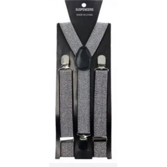 Suspensório Ajustável Adulto Brilho Prateado