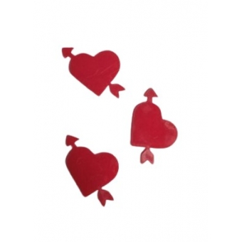 Aplique Acrílico Coração com Flecha Vermelho c/10