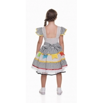 Vestido Junino Infantil Bandeirinhas Zig Zag
