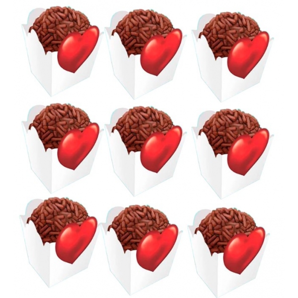 Forminha Brigadeiro Coração c/24 Festa Maluca - Dia dos Namorados