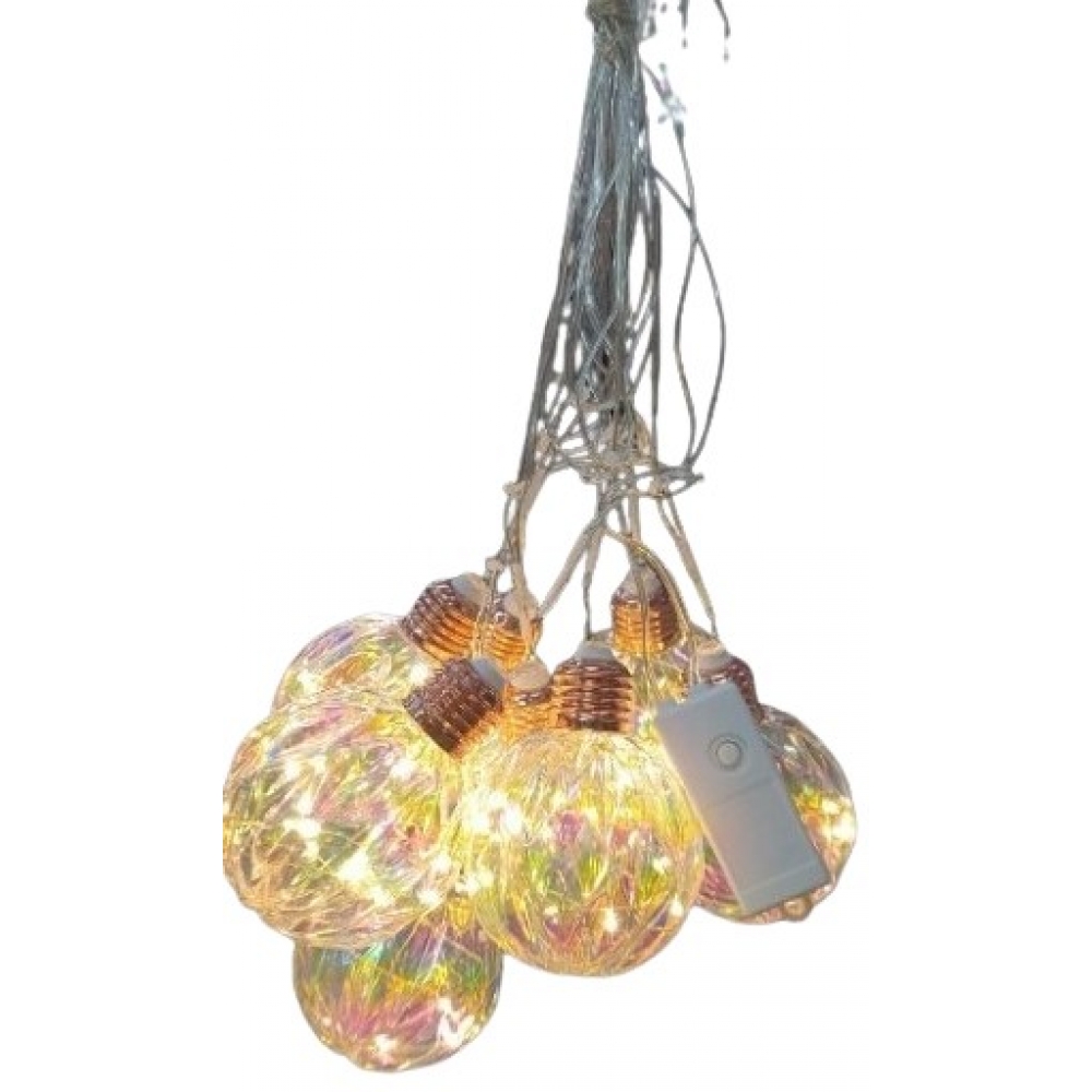 Pisca Luxo Bola Sextavada Fio de Fada 3 Metros 110V Branco Quente - Natal