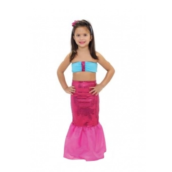 Fantasia Sereia Pink Básica Infantil Anjo