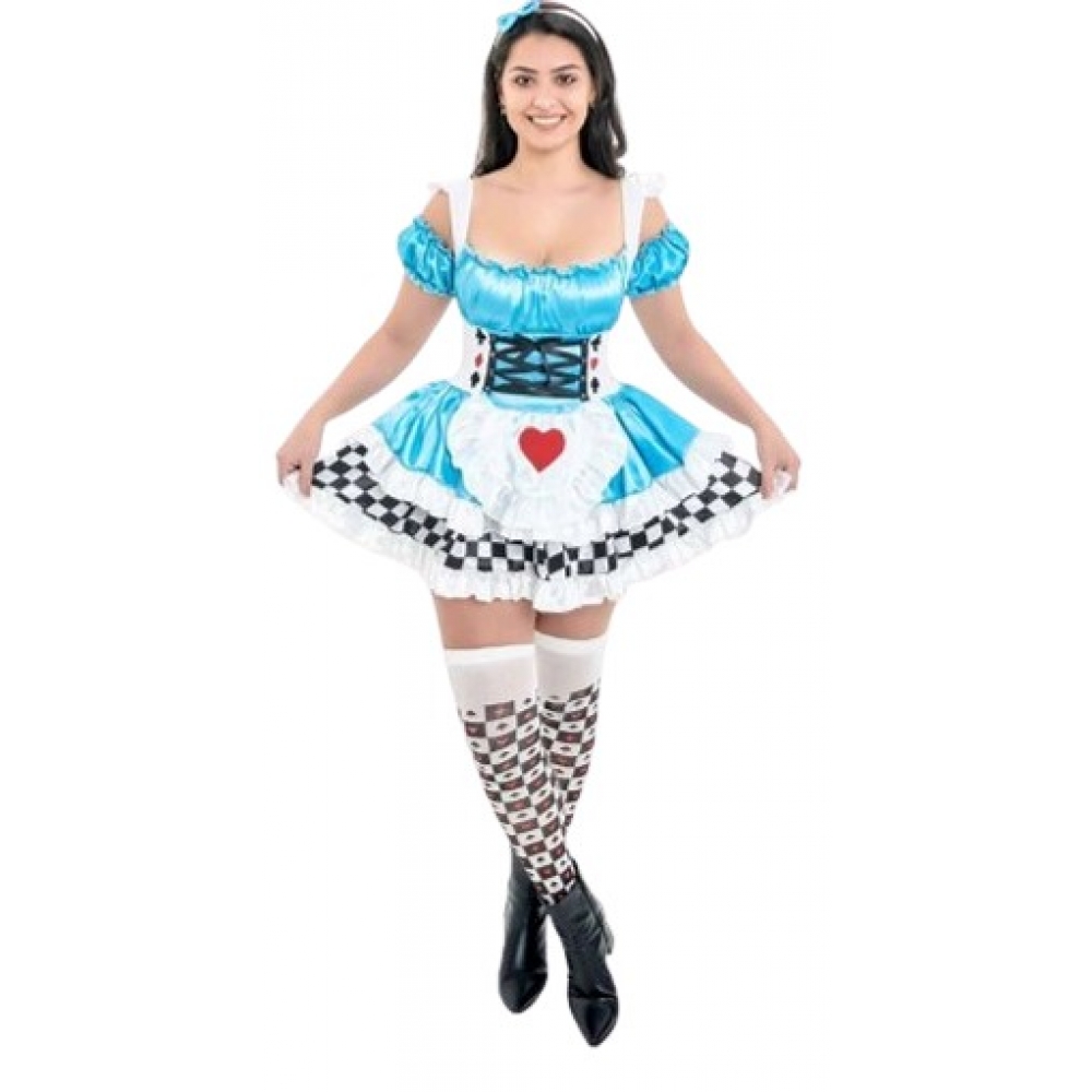 Fantasia Princesa Alice Naipes Adulto Rei Eli Ana - Fantasias Adultos