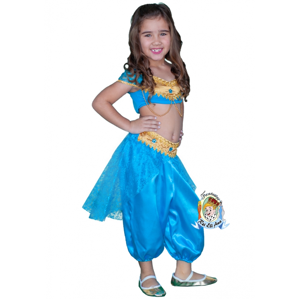 Fantasia Odalisca Azul Infantil Rei Eli Ana - Fantasias Infantis