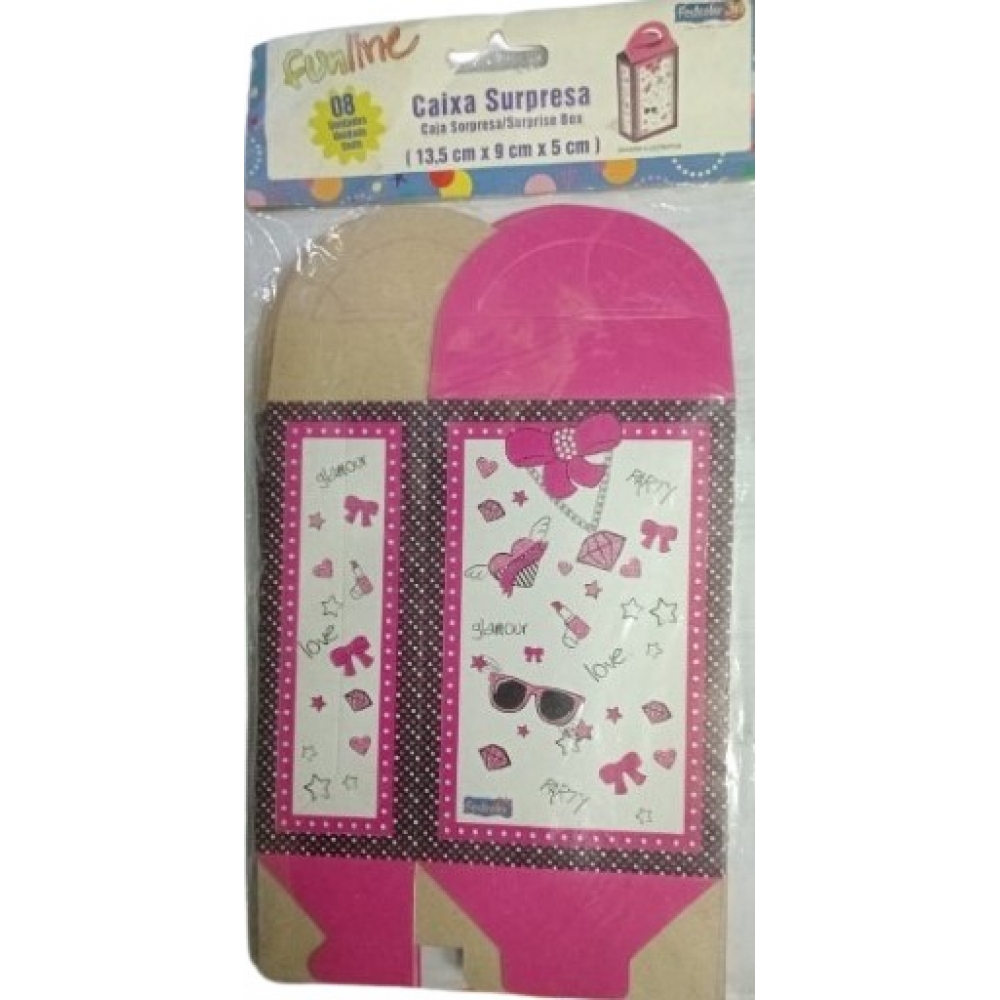 Caixa Para Lembrancinhas Princess Pink c/8 Festcolor - Outlet