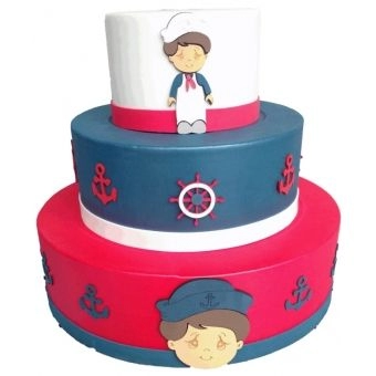 Bolo Fake Marinheiro 3 Andares Modelo 1 Cia do E.V.A