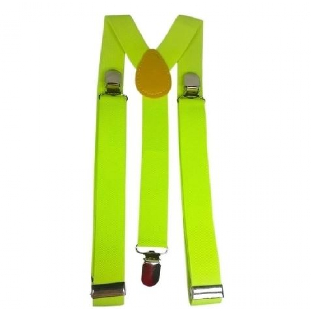 Suspensório Ajustável Adulto Liso Amarelo Limão - Acessórios para fantasia