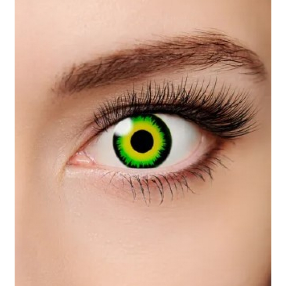 Lente de Contato Crazy Rajada Verde Amarela - Lentes de Contato