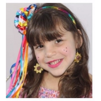 Tiara Junina Pompom com Fitas