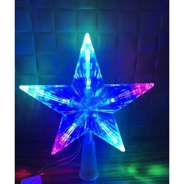 Ponteira de Árvore de Natal Estrela Led Colorido - Natal