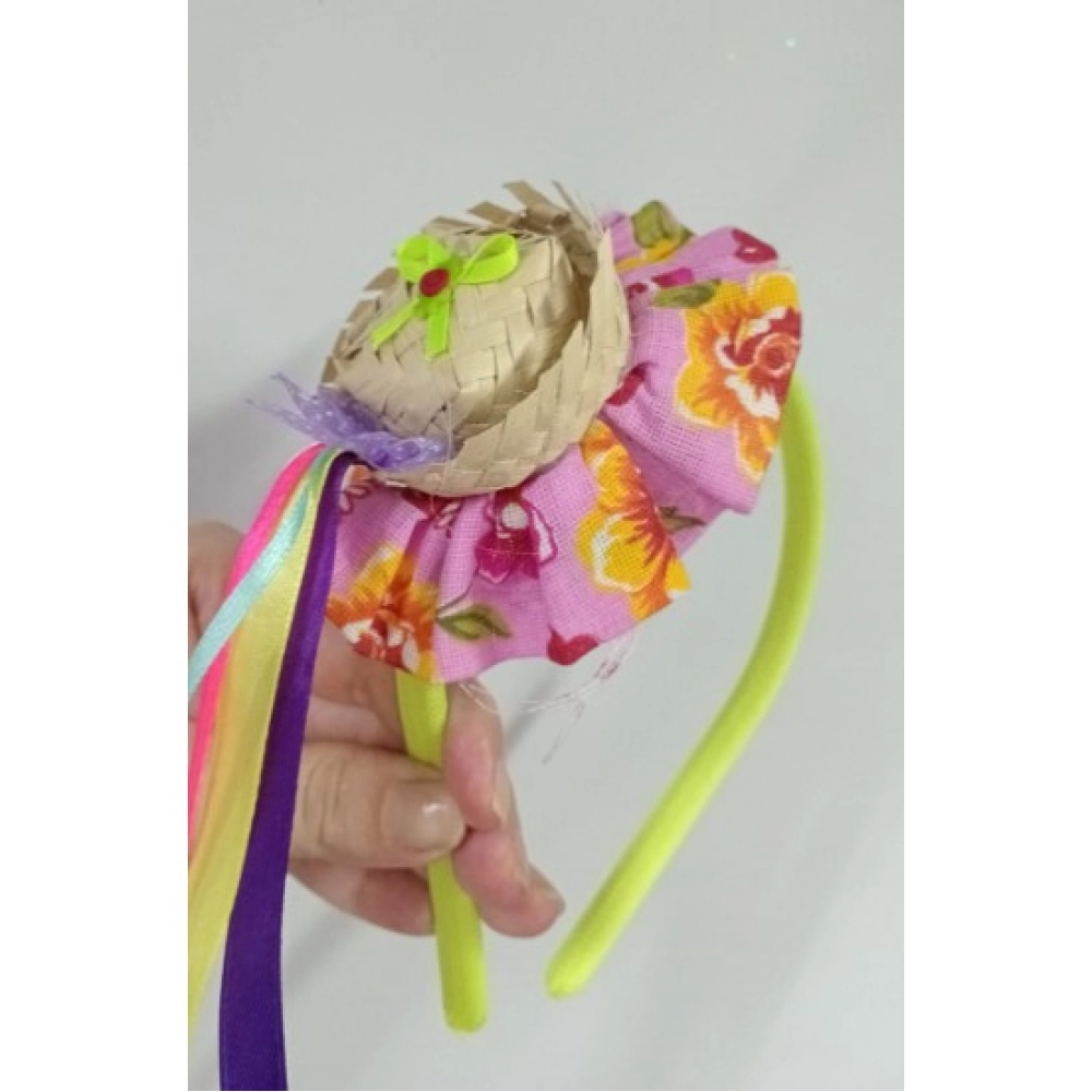 Tiara Junina Mini Chapéu Com Chita - Festa Junina