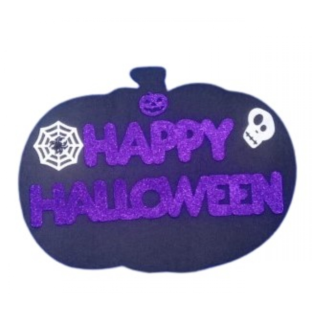 Painel E.V.A Happy Halloween Roxo Laços e Acessórios - Halloween