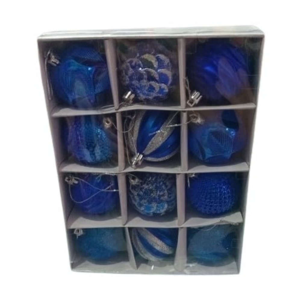 Enfeite Bola Natalina Luxo Azul Royal 6cm c/12 - Natal