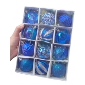 Enfeite Bola Natalina Luxo Azul Royal 6cm c/12 - Natal