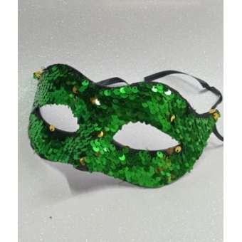 Máscara Veneza Paetê Verde e Dourada